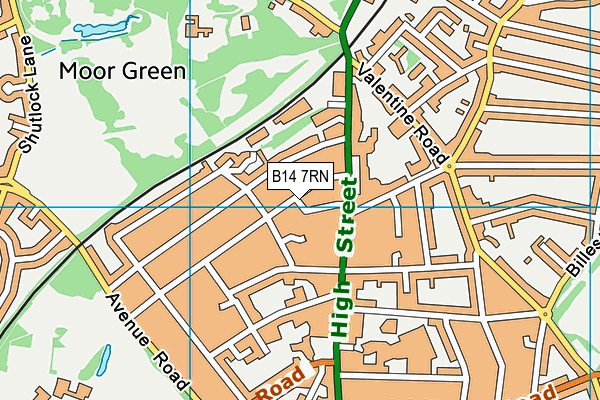 B14 7RN map - OS VectorMap District (Ordnance Survey)