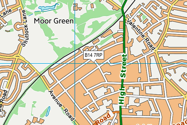 B14 7RP map - OS VectorMap District (Ordnance Survey)