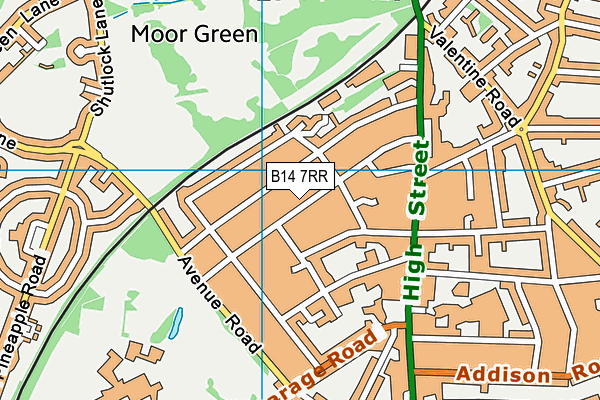 B14 7RR map - OS VectorMap District (Ordnance Survey)