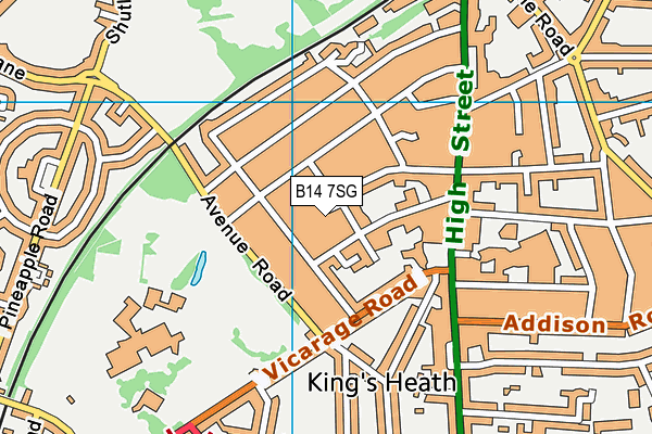 B14 7SG map - OS VectorMap District (Ordnance Survey)