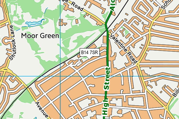 B14 7SR map - OS VectorMap District (Ordnance Survey)