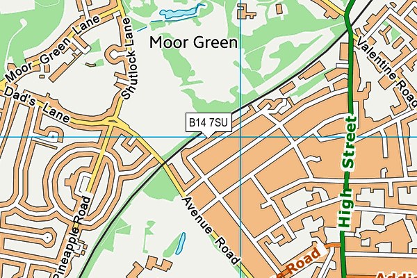 B14 7SU map - OS VectorMap District (Ordnance Survey)