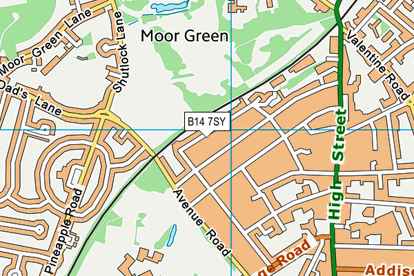 B14 7SY map - OS VectorMap District (Ordnance Survey)