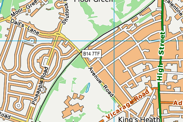 B14 7TF map - OS VectorMap District (Ordnance Survey)