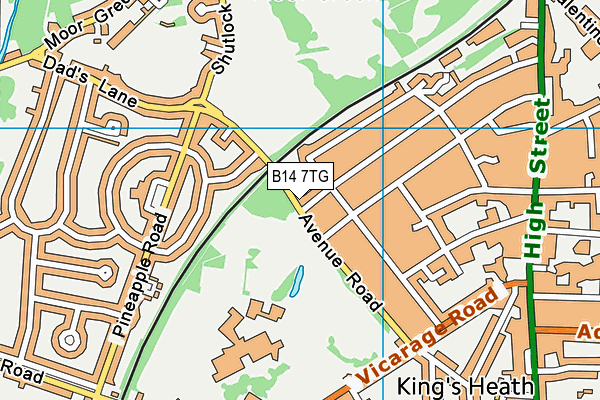 B14 7TG map - OS VectorMap District (Ordnance Survey)