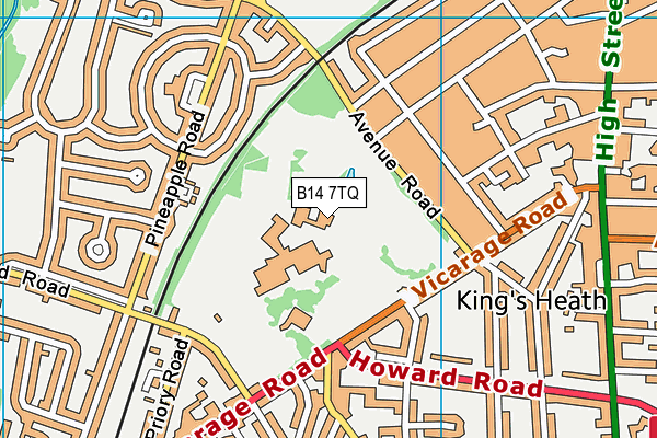 B14 7TQ map - OS VectorMap District (Ordnance Survey)
