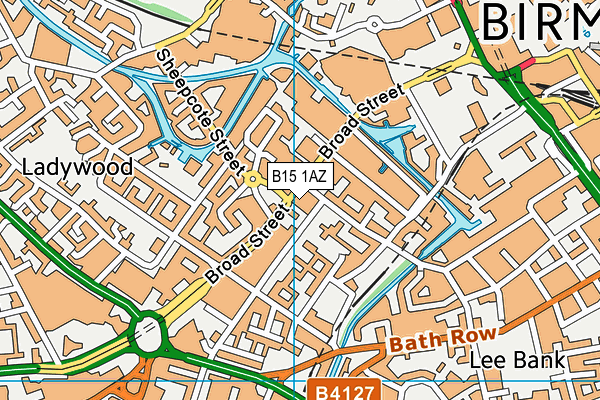 B15 1AZ map - OS VectorMap District (Ordnance Survey)