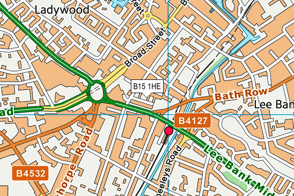 B15 1HE map - OS VectorMap District (Ordnance Survey)