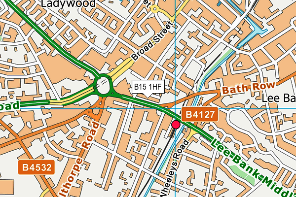 B15 1HF map - OS VectorMap District (Ordnance Survey)