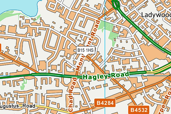 B15 1HS map - OS VectorMap District (Ordnance Survey)