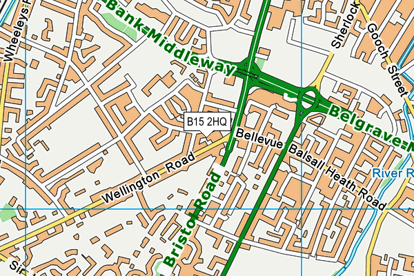 B15 2HQ map - OS VectorMap District (Ordnance Survey)