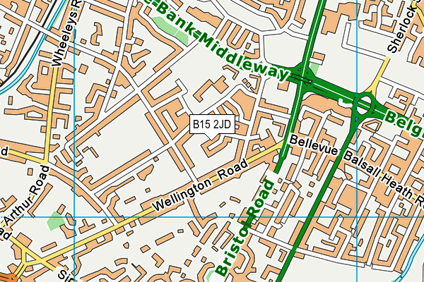 B15 2JD map - OS VectorMap District (Ordnance Survey)