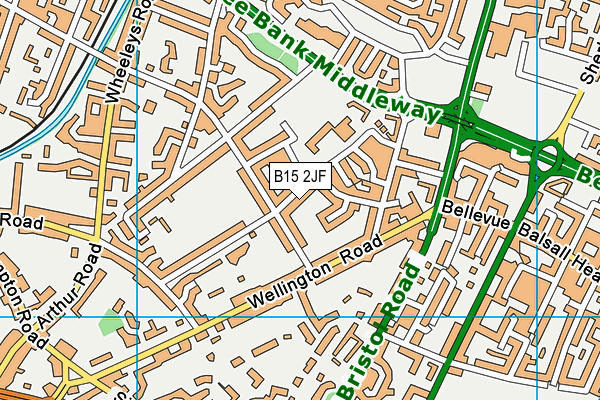 B15 2JF map - OS VectorMap District (Ordnance Survey)