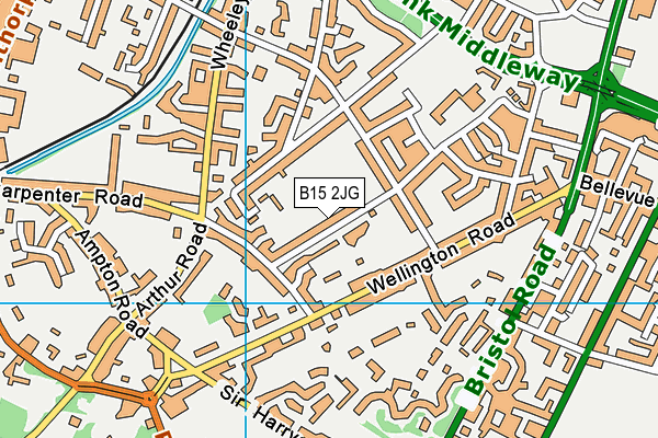 B15 2JG map - OS VectorMap District (Ordnance Survey)