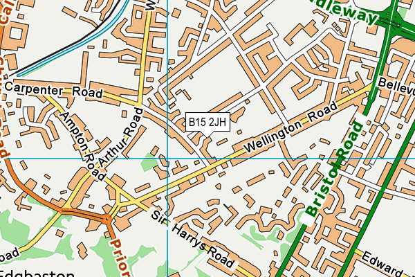 B15 2JH map - OS VectorMap District (Ordnance Survey)