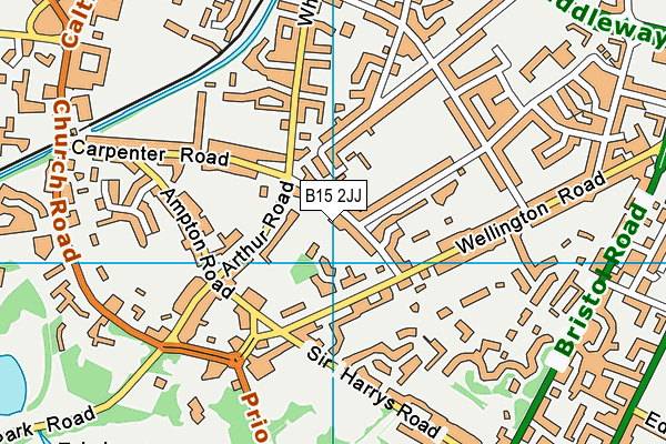 B15 2JJ map - OS VectorMap District (Ordnance Survey)