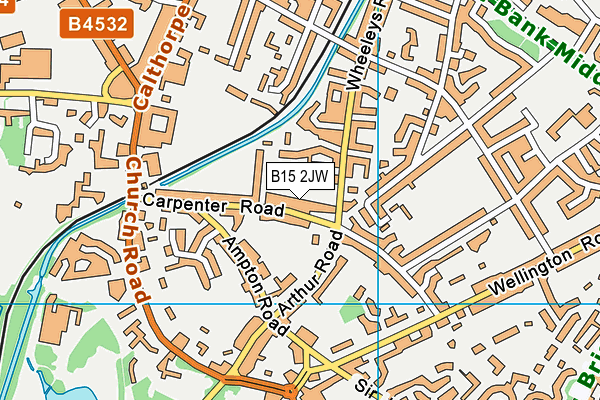 B15 2JW map - OS VectorMap District (Ordnance Survey)