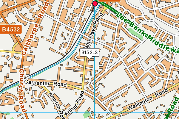B15 2LS map - OS VectorMap District (Ordnance Survey)