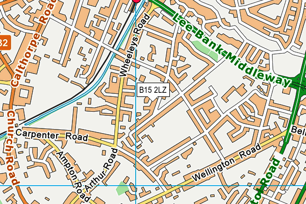 B15 2LZ map - OS VectorMap District (Ordnance Survey)