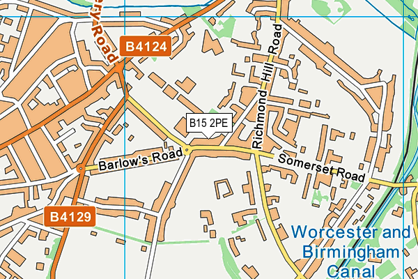 B15 2PE map - OS VectorMap District (Ordnance Survey)