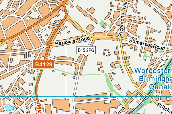 B15 2PG map - OS VectorMap District (Ordnance Survey)