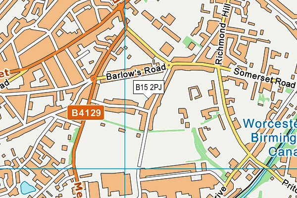 B15 2PJ map - OS VectorMap District (Ordnance Survey)