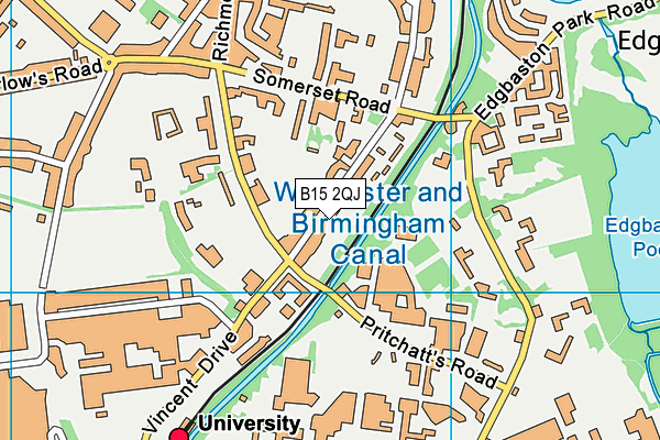 B15 2QJ map - OS VectorMap District (Ordnance Survey)