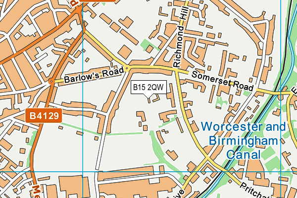 B15 2QW map - OS VectorMap District (Ordnance Survey)