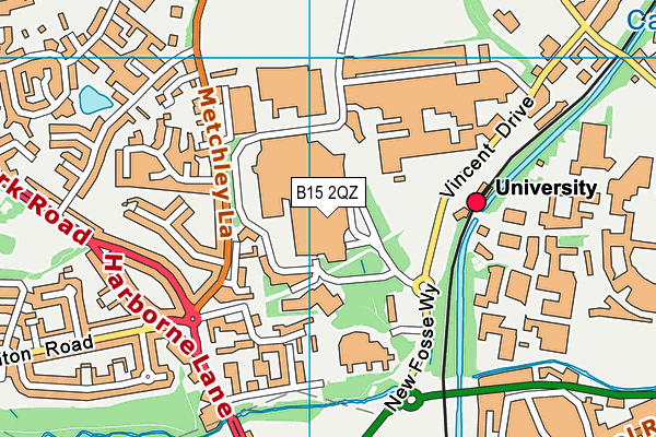 B15 2QZ map - OS VectorMap District (Ordnance Survey)