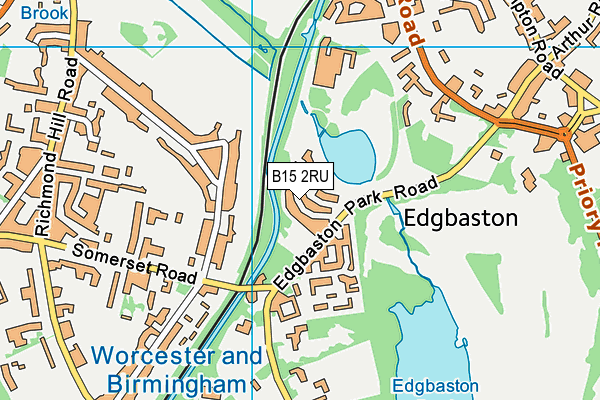 B15 2RU map - OS VectorMap District (Ordnance Survey)