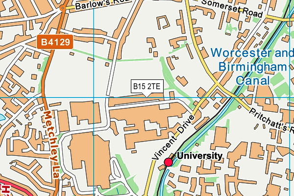 B15 2TE map - OS VectorMap District (Ordnance Survey)