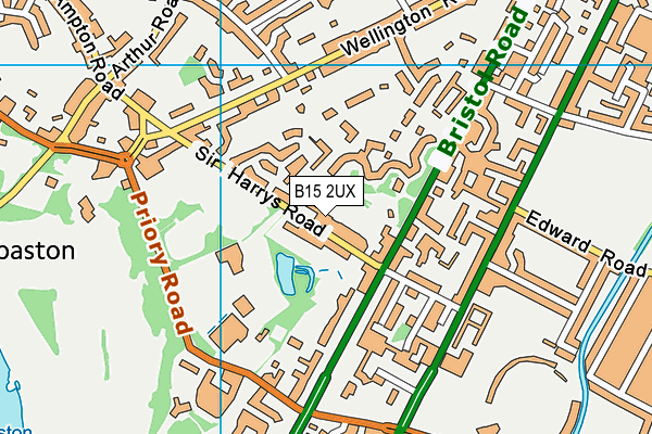 B15 2UX map - OS VectorMap District (Ordnance Survey)