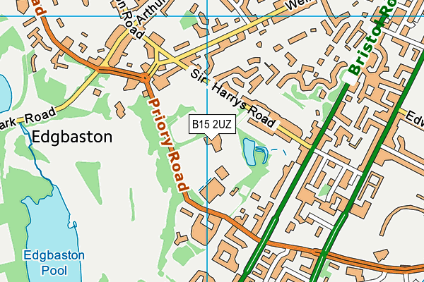 Edgbaston Priory Club map (B15 2UZ) - OS VectorMap District (Ordnance Survey)