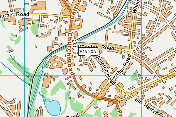 B15 2XA map - OS VectorMap District (Ordnance Survey)
