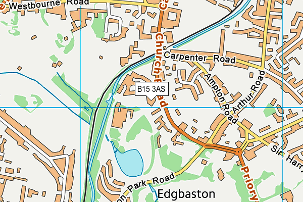 B15 3AS map - OS VectorMap District (Ordnance Survey)