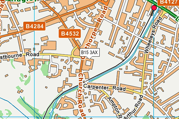 B15 3AX map - OS VectorMap District (Ordnance Survey)