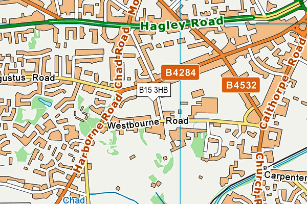 B15 3HB map - OS VectorMap District (Ordnance Survey)