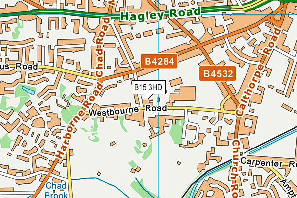 B15 3HD map - OS VectorMap District (Ordnance Survey)