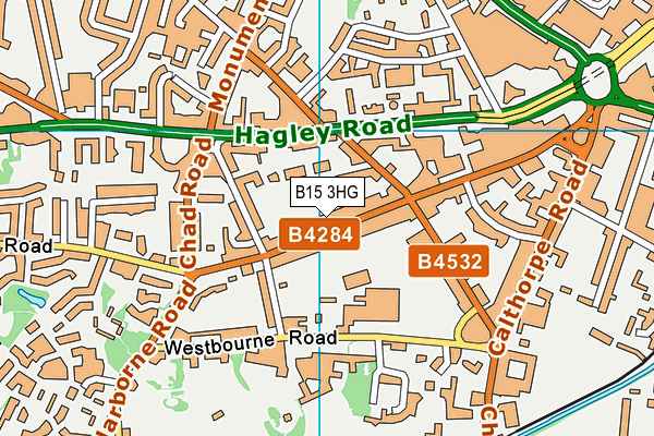 B15 3HG map - OS VectorMap District (Ordnance Survey)