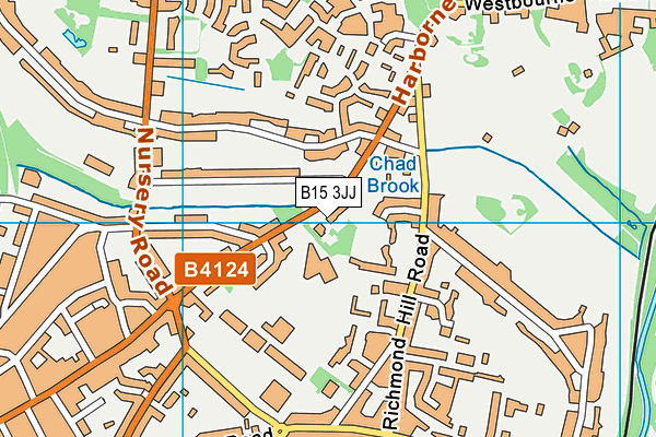 B15 3JJ map - OS VectorMap District (Ordnance Survey)