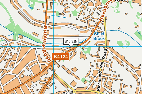 B15 3JN map - OS VectorMap District (Ordnance Survey)