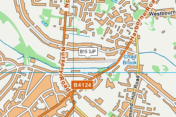 B15 3JP map - OS VectorMap District (Ordnance Survey)
