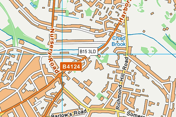 B15 3LD map - OS VectorMap District (Ordnance Survey)
