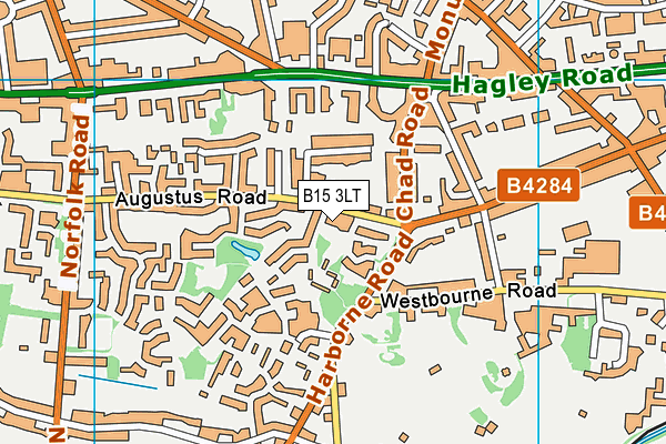 B15 3LT map - OS VectorMap District (Ordnance Survey)