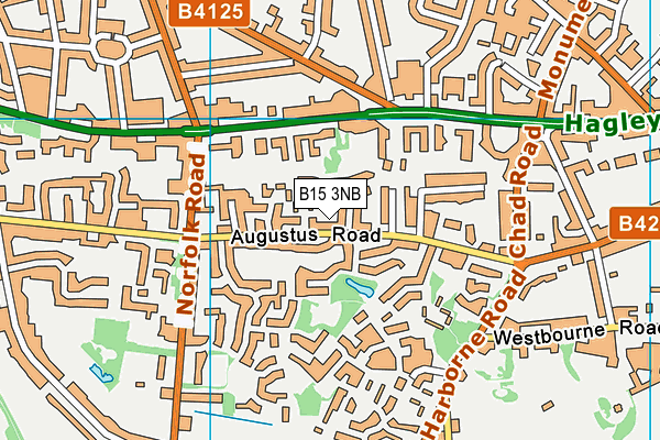 B15 3NB map - OS VectorMap District (Ordnance Survey)