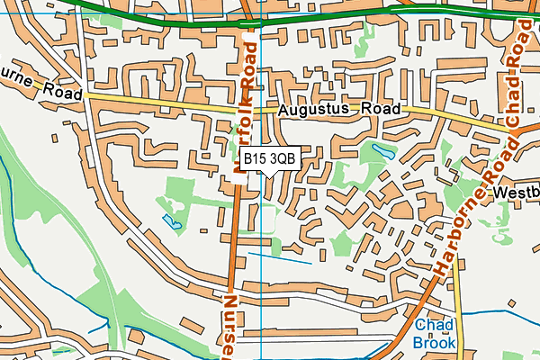 B15 3QB map - OS VectorMap District (Ordnance Survey)