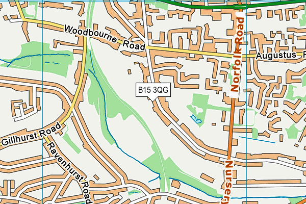 B15 3QG map - OS VectorMap District (Ordnance Survey)