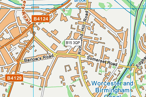 B15 3QP map - OS VectorMap District (Ordnance Survey)