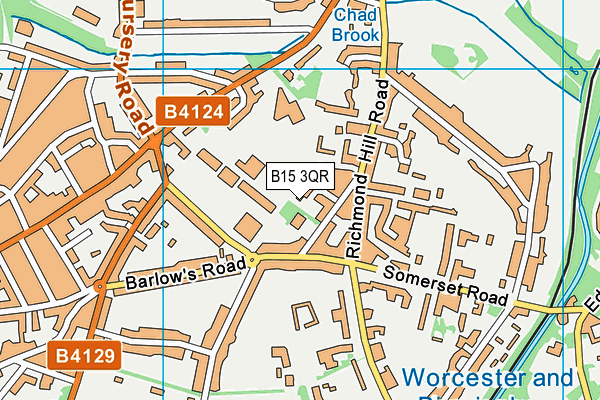 B15 3QR map - OS VectorMap District (Ordnance Survey)