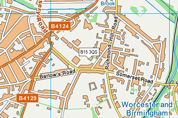 B15 3QS map - OS VectorMap District (Ordnance Survey)